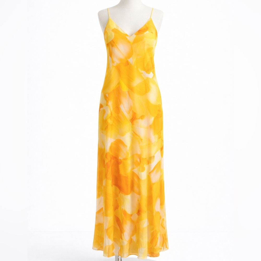 Nicole Miller Vibrant Yellow and Orange Maxi Dress
